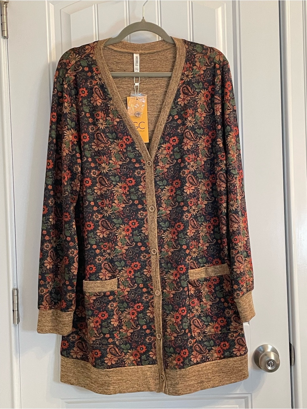 Floral-Paisley Cardigan Sweater